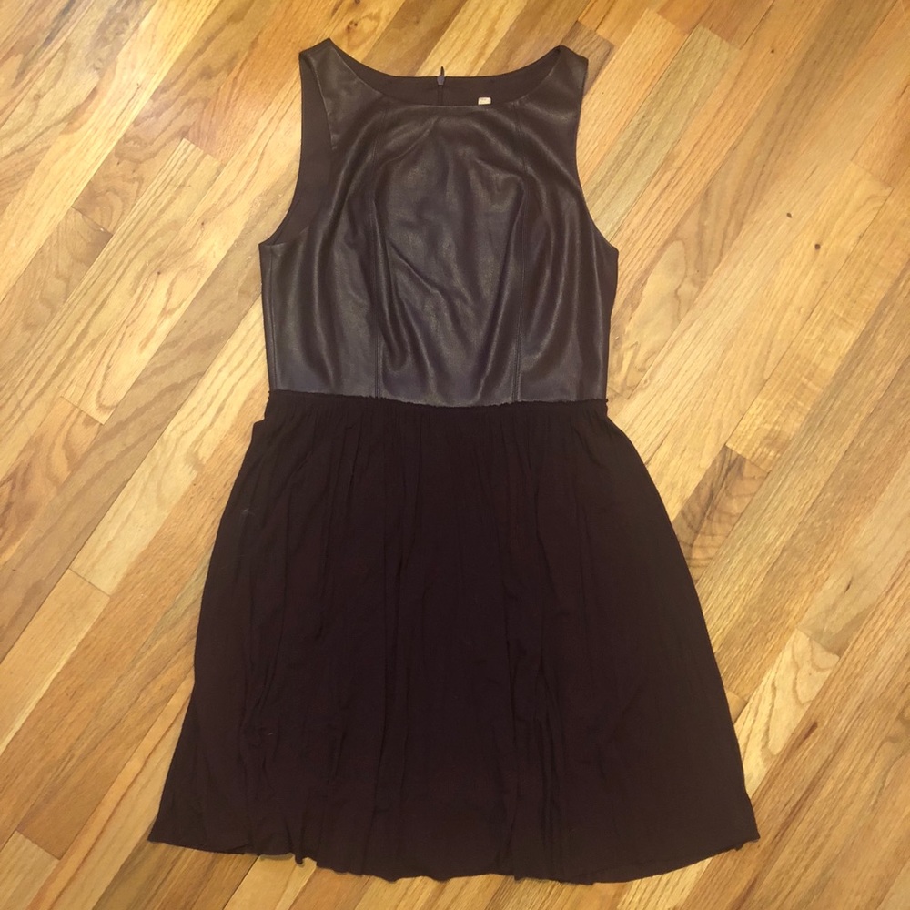 Burgundy leather and jersey dress